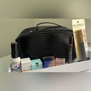 New,unused a set of 7 Assorted Beauty Products and a black Cosmetic bag